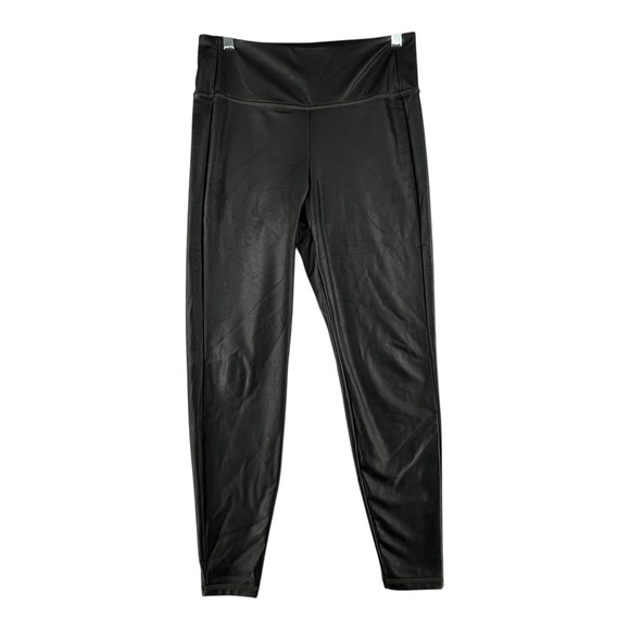 Athleta All Over Gleam Tight Faux Leather Leggings Black Womens Size Medium - Picture 1 of 9